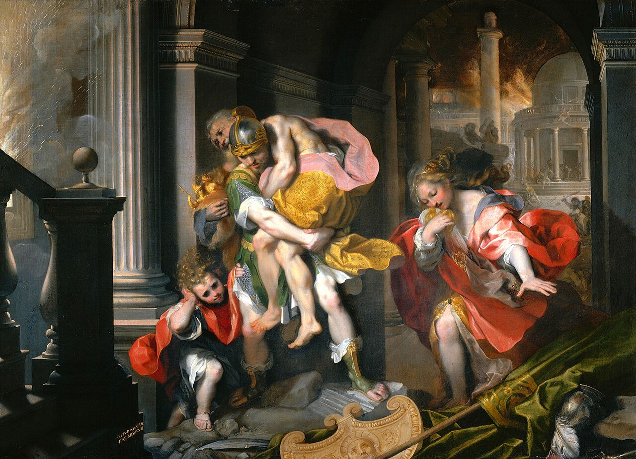 Aeneas fleeing Troy, painted by Federico Barocci in 1598. A later interpretation of an ancient story.